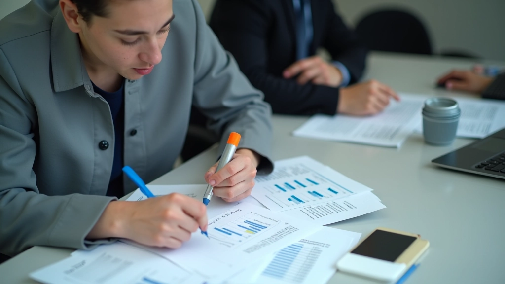 Student studying multiple financial statements and comparing year-over-year performance data